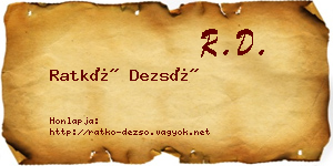 Ratkó Dezső névjegykártya